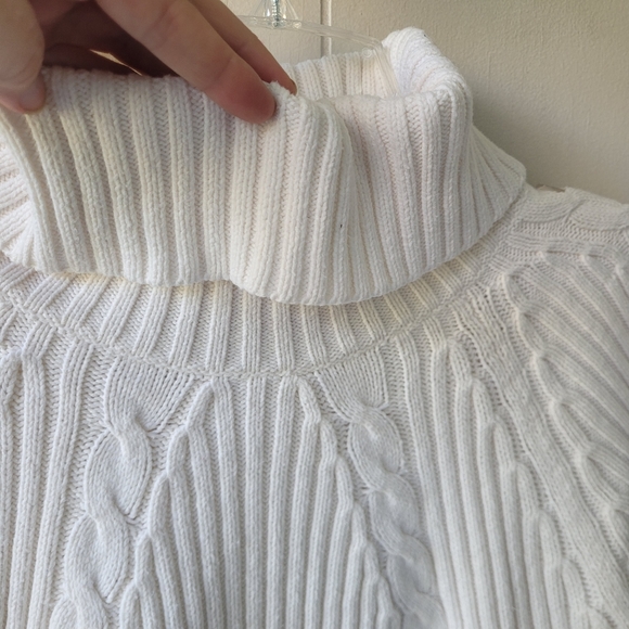 Liz Claiborne Cable Knit Turtleneck Sweater White Sz L - Picture 6 of 14
